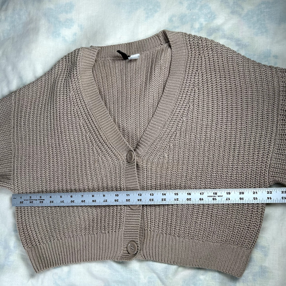 Divided Womens Sz M Womens cropped blocky cotton blend cardigan w/balloon sleeve - Picture 7 of 9